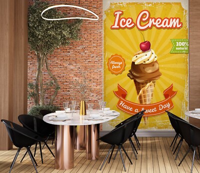 3D Ice Cream Shop G4105 Wallpaper Wall Murals Removable Self-adhesive Honey