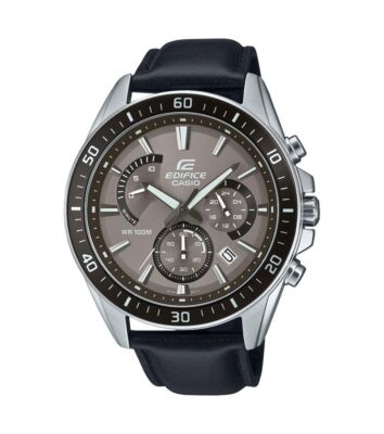 Casio Edifice Armbanduhr Edelstahl schwarzes Lederband EFR-552L-5AVUEF