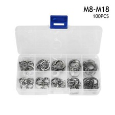 100pcs 304 Stainless Steel External Circlip Retaining Clip Ring Kit 8-18mm UK