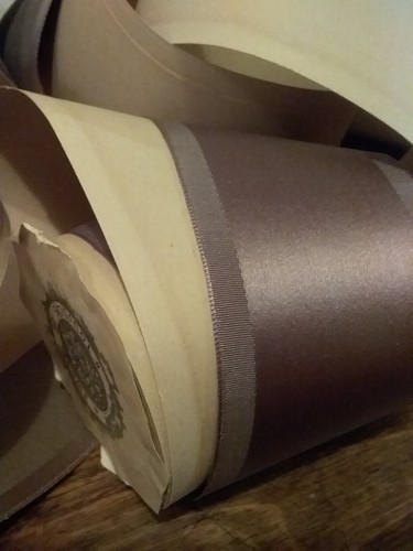 Antique French Satin Taupe Ribbon on Spool over 6 yards Passementerie Sewing - Picture 6 of 8