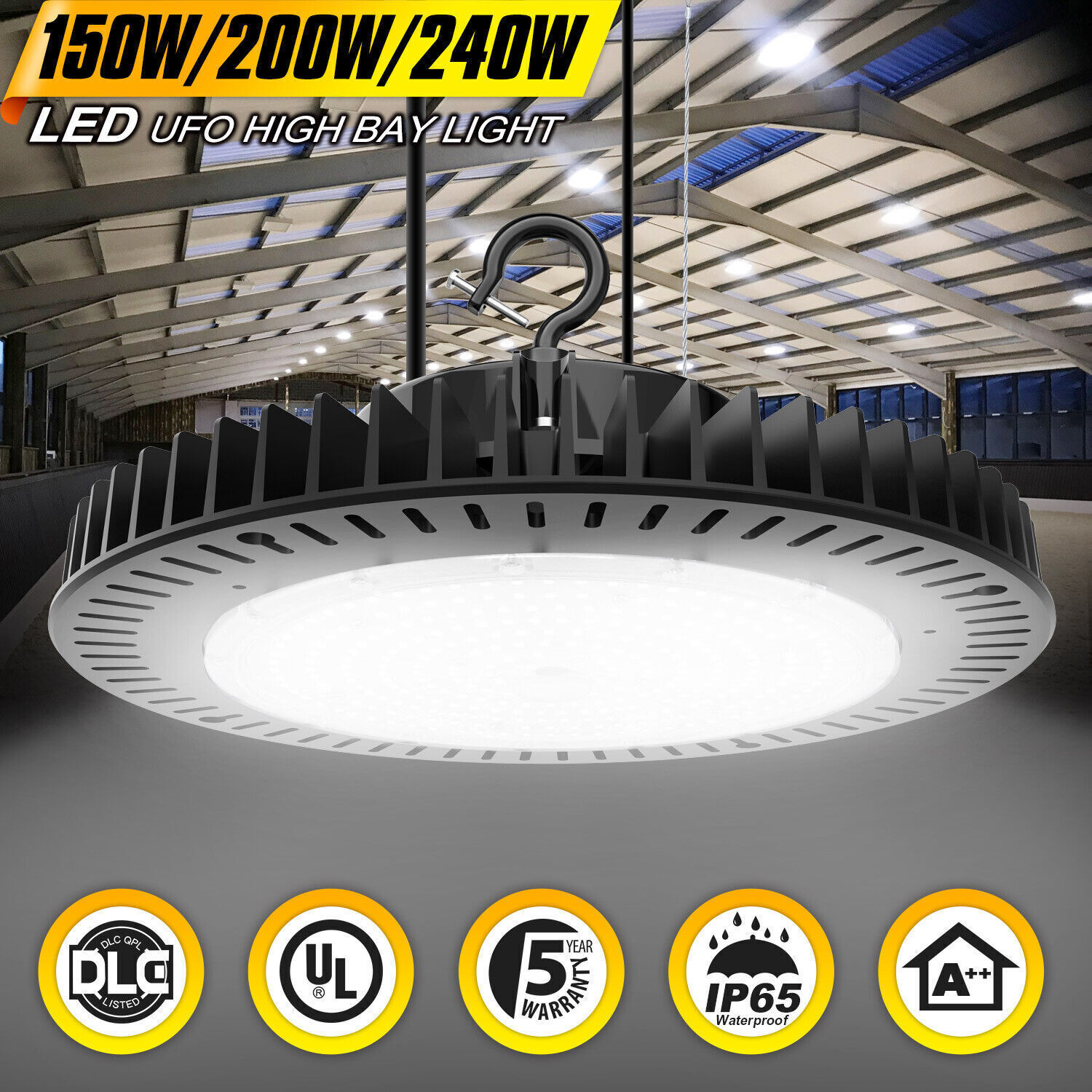 LED UFO High Bay Light 150W 200W 240W Warehouse Factory Led Shop Light Dimmable