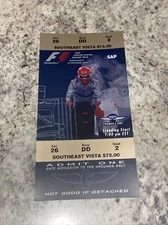 2002 SAP USA Formula One Grand Prix Admission With Stub Attached Not Graded
