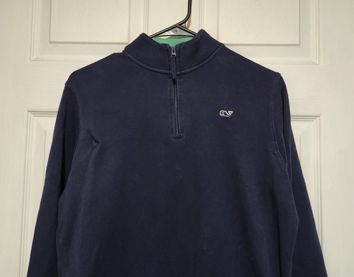 Vineyard Vines Sweater Youth Boys XL 18 Blue Pull Over Sweatshirt Quarter Zip - Picture 1 of 4