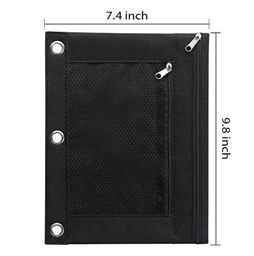 Pencil Pouch for 3 Ring Binder, 2 Pack Fabric Binder Pouch with Black & Black - Foto 6 di 7