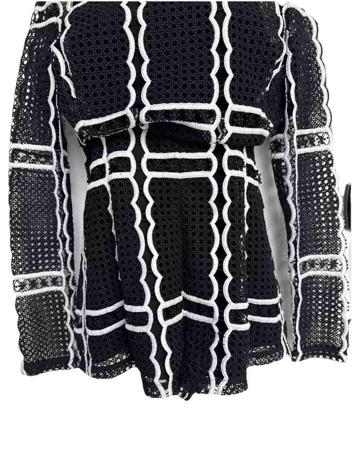 Traje de Baile Robado Alice McCall Mameluco Blanco y Negro Talla US 4 Foto 4 de 4