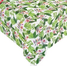 Vinyl Flannel Back Tablecloth, 52" x 70" Oblong, SUMMER TROPICAL LEAVES, MSPCI