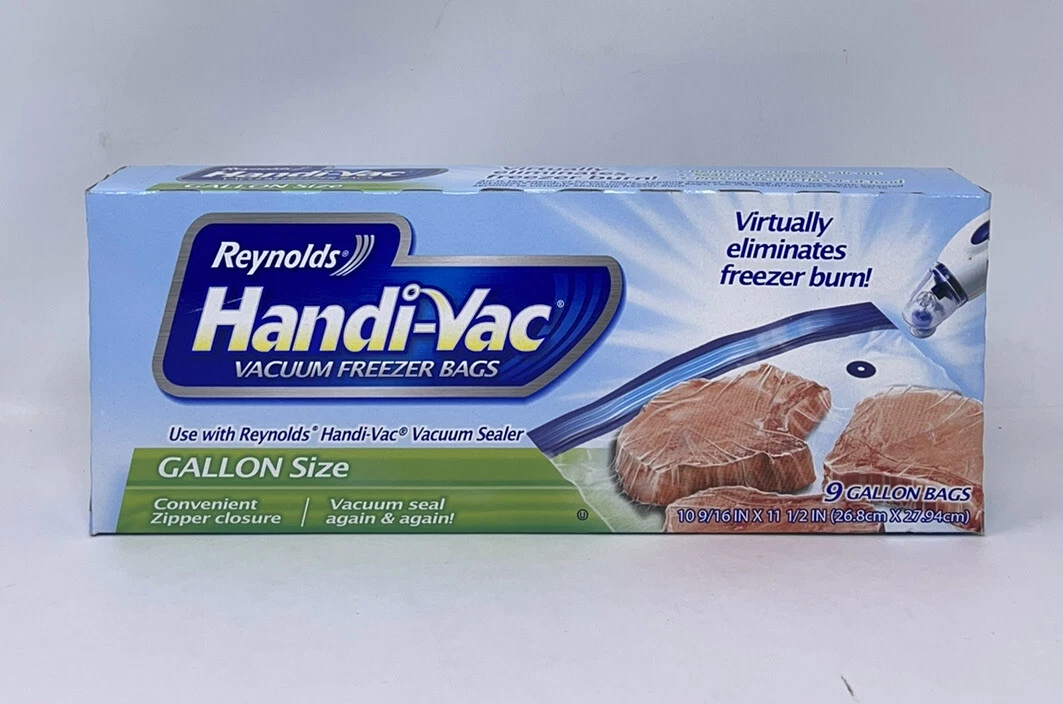 Reynolds Handi-Vac Vacuum Freezer Bags Gallon Size — 9 Bags NEW & UNOPENED HTF
Opens in a new window