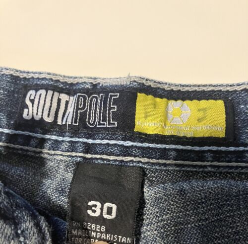 VTG Southpole Jean Shorts Blue Denim Hip Hop Baggy Skater Men's 30 Wide Leg Y2K - Picture 5 of 6