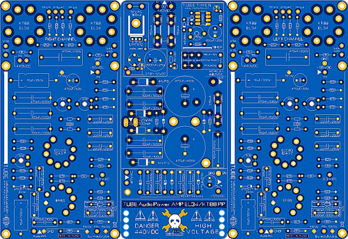 AMP estéreo de tubo 2xEL34 PP / 35Wrms rediseño PCB (Elector) AIO - Imagen 5 de 7
