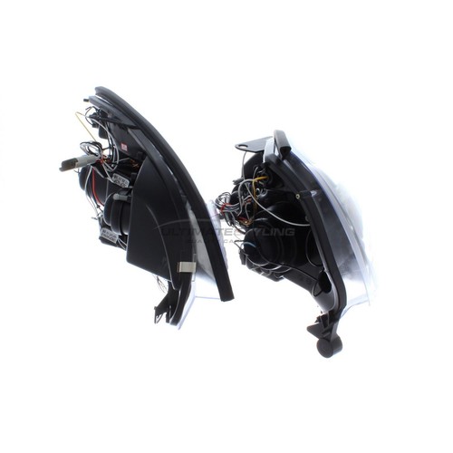 Renault Clio Campus Headlights Mk2 Black Twin LED Angel Eyes DRL 01-09 Upgrade - Picture 10 of 12