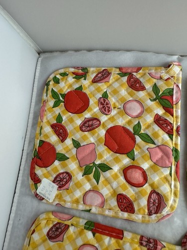 Excello LTD 7” Kitchen Pal 100% Cotton Set Of 4 Potholders Vintage New With Tag - Picture 10 of 14