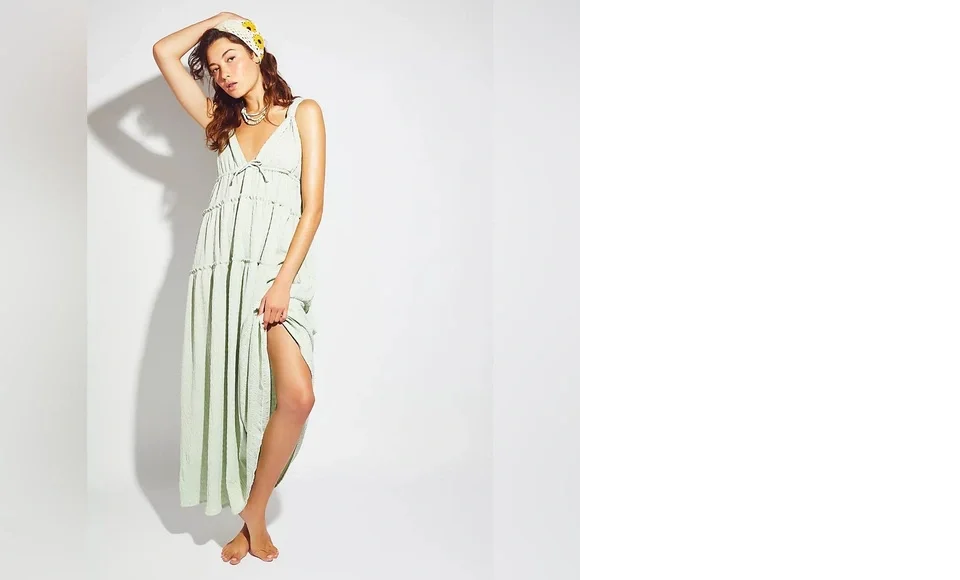 gauzy dresses for women caslon Puff Sleeve Tiered Cotton Gauze Midi Dress in Blue Maya at Nordstrom, Size Xx-Small Longer than hip Brass & Roe Modest Pondering