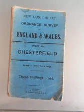 ANTIQUE Ordnance Survey Cloth Map  CHESTERFIELD  c 1912. 1" to a mile.SHEET 46.