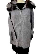 Dolcecabo Coat Cardigan Top Silver Fox Fur Collar Xl $465.00 Nordstrom