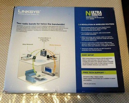 Cisco Linksys WRT600N Ultra RangePlus Dual-Band Wireless-N Gigabit Router - Picture 6 of 10