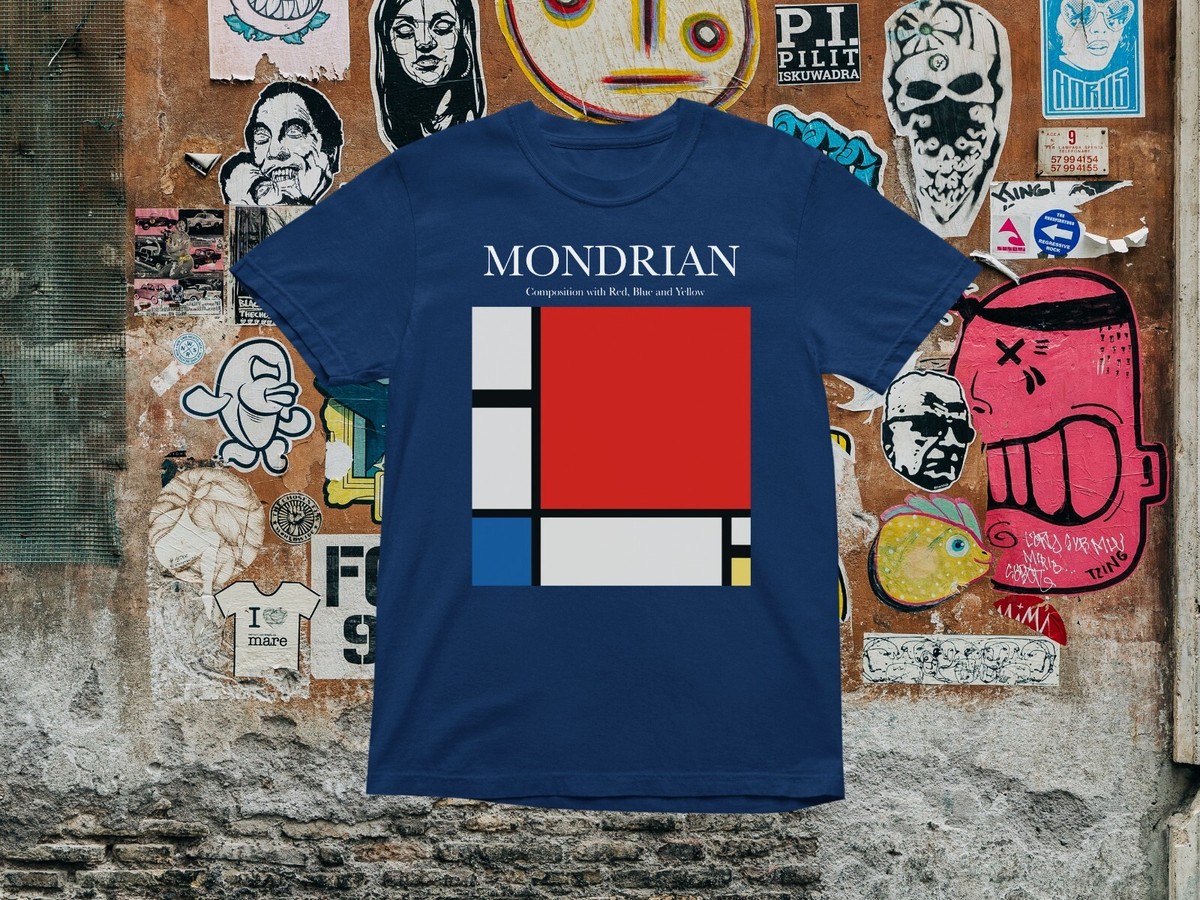 Composition with Red Blue and Yellow T shirt Piet Mondrian %100 