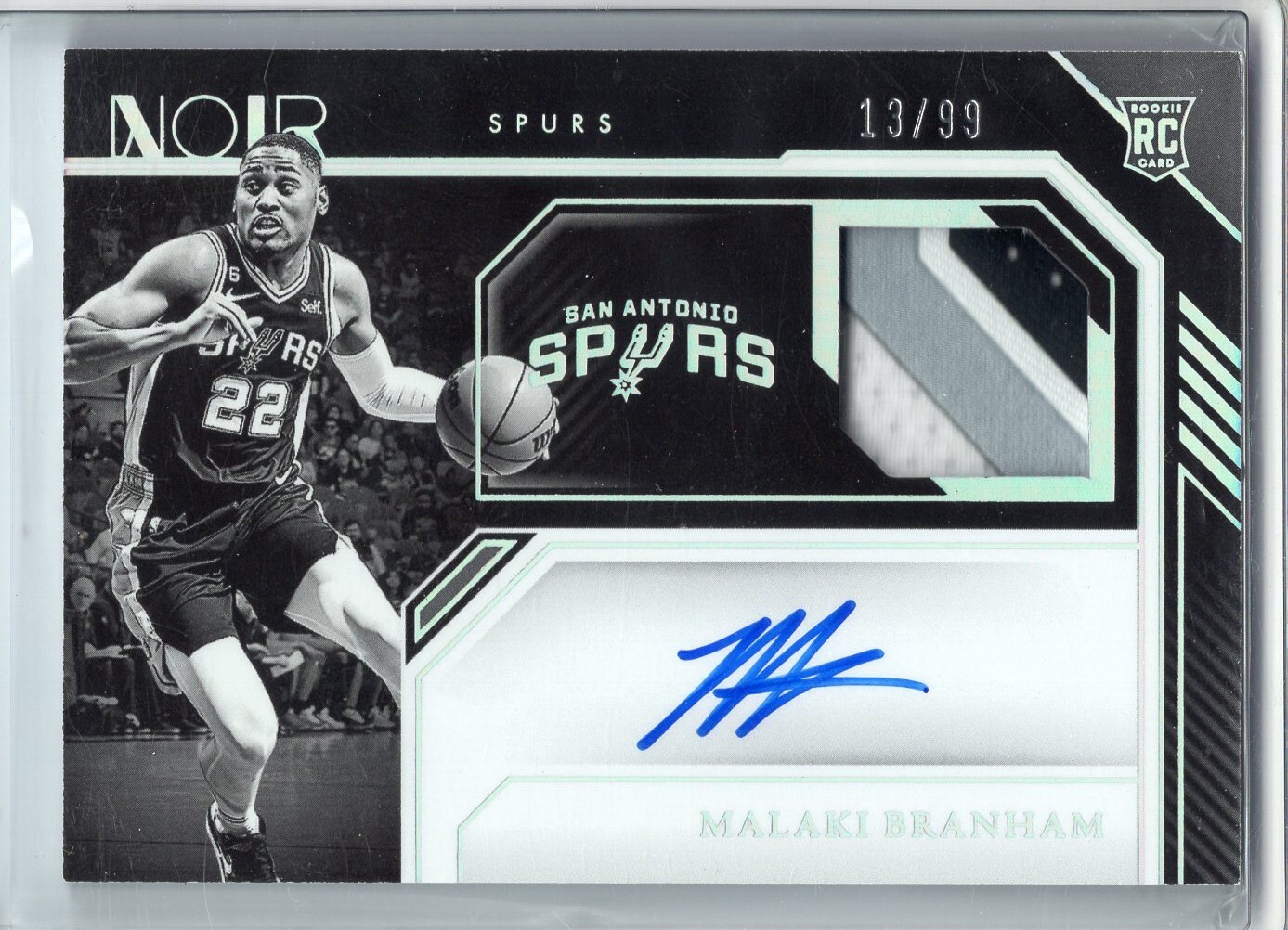 2022-23 Panini Noir Rookie Patch Auto Black and White #325 Malaki Branham /99 RC