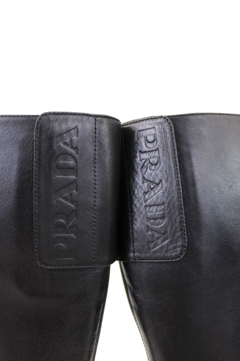 PRADA 00s Ladies Leather Sport Riding Moto Tall Boots size PRADA 00s Ladies Leather Sport Riding Moto Tall Boots size