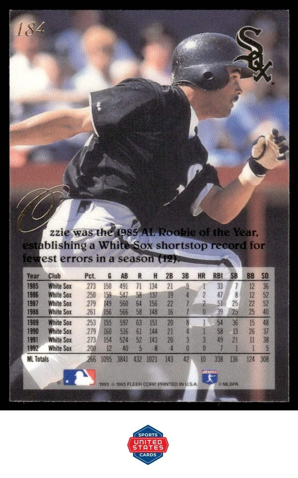 1993 Flair #184 Ozzie Guillen - Image 2 of 2