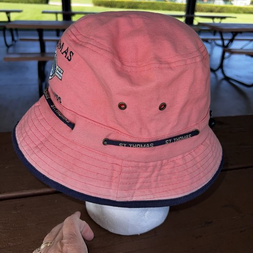 Cappello a secchiello St Thomas Isole Vergini rosa navy misura 60 cm con coulisse stringi - Foto 5 di 7