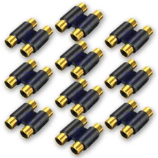 10X Twin Female to Female RCA/Phono Audio/Video Connector Coupler Gold Platd LOT