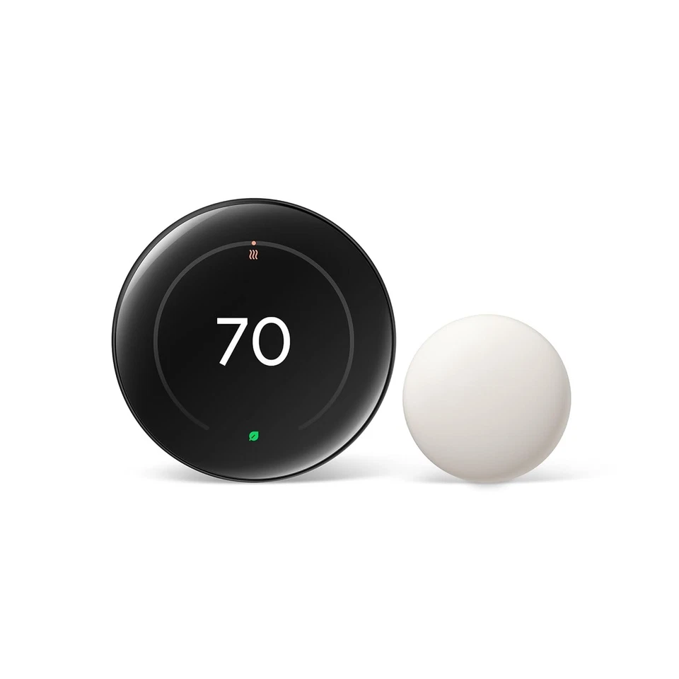 Google Nest Learning Thermostat (4th gen) w/ Temperature Sensor (2nd gen) Black - Image 2 of 4