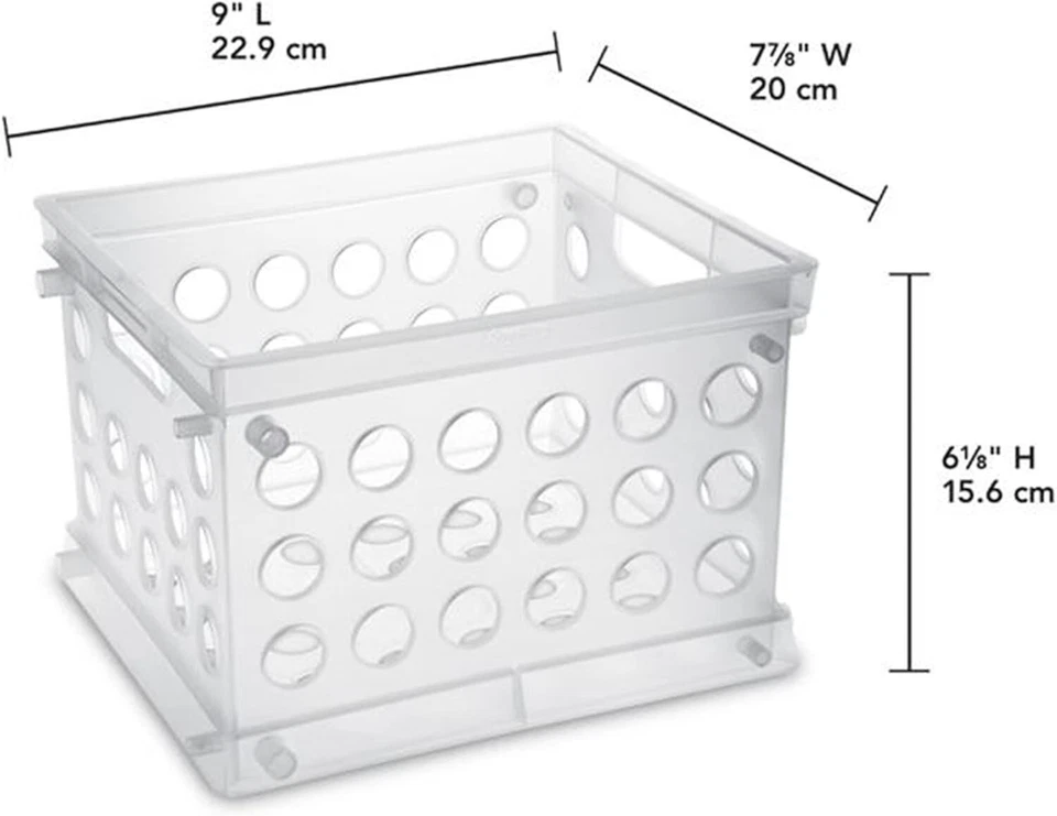 Sterilite Mini Crate Stackable Storage Bin W/ Handles Organizer Case of 12 #1695 - Image 4 of 4