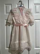 Ruffle Vintage Sheer Ruffles and lace Girls Pail Pink Party dress Size 12