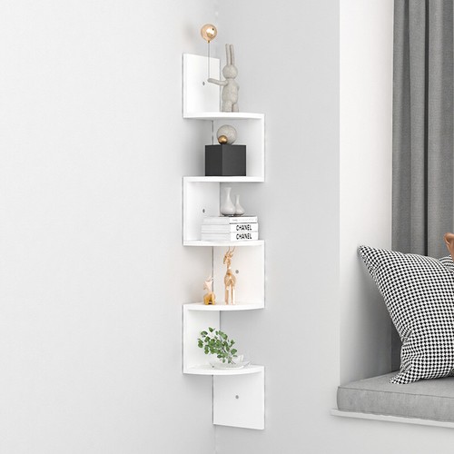 3/5 Tier Corner Shelf Wooden Floating Wall Shelves Storage Display Shelving Unit - Picture 7 of 23