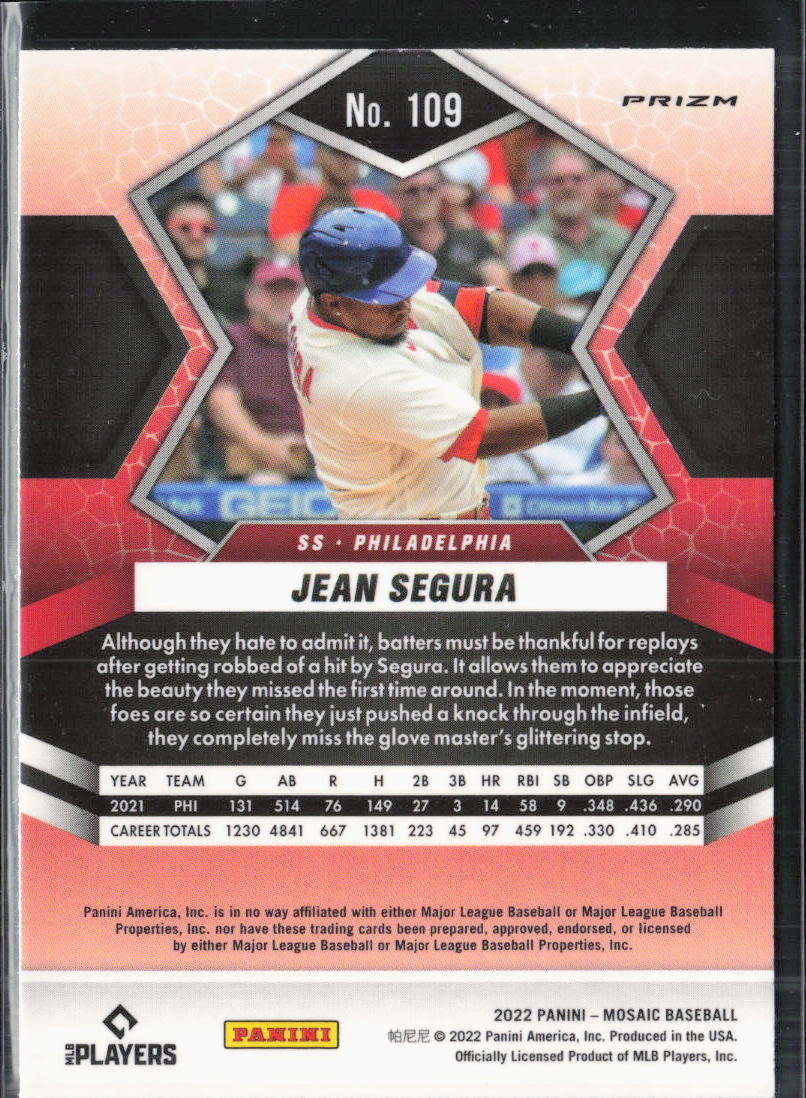2022 Panini Mosaic #109 Jean Segura Reactive Orange Mosaic