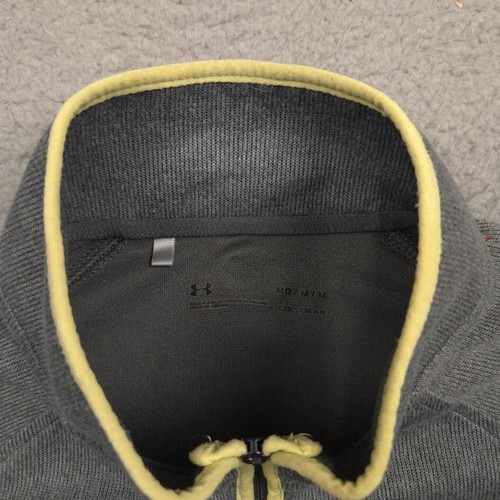 Under Armour ColdGear Full Zip Jacket Womens Medium Gray Yellow Trim UA UW1432 - Picture 2 of 10