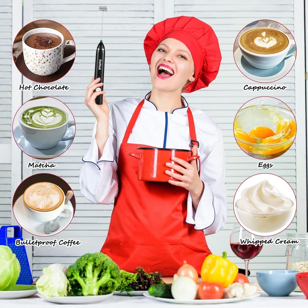 Milk Frother Handheld,  USB Rechargeable Electric Foam Maker for Coffee, 3 Speed