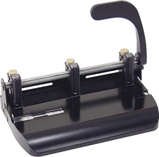 32-Sheet Heavy-Duty Two-Three-Hole Punch with Lever Handle, 9/32" Holes, Black