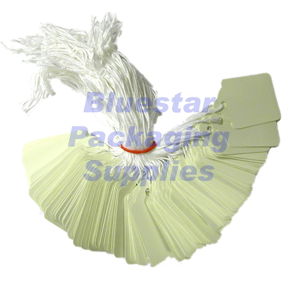 1000 x hochwertige vorgereihte weiße Schmuck Preisschilder 21 mm x 13 mm