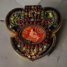 Rare Signed Ayala Bar Mosaic Brooch Israeli Mixed Media Geisha Art Statement Pin