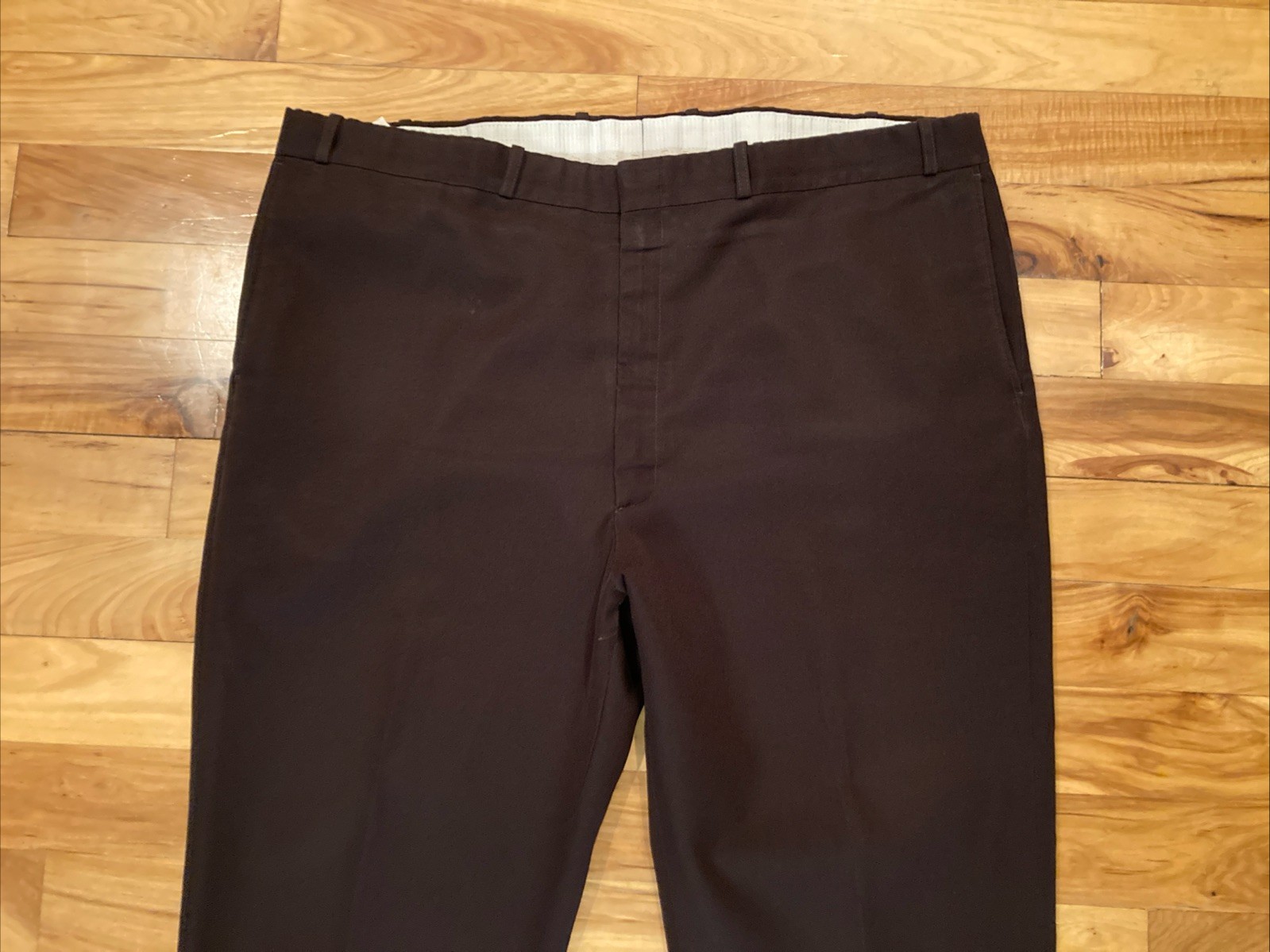 Vintage Polyester Solid Brown Golf Flat Pants Sla… - image 3