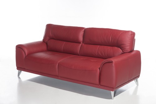 3-Sitzer Sofa - rot - Kunstleder Sofa Couch Wohnlandschaft - Bild 4 von 6