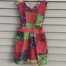 AS IS Vtg 70’s Design House Pinafore Apron Dress Patchwork