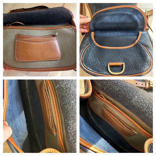Vintage Dooney & Bourke Large Horseshoe Bag Navy Blue Blue British Tan Classic - Picture 10 of 12
