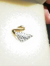 Swarovski Gold-Tone Swan Logo Crystal Pin – New In Original Box Vintage Not Worn