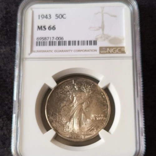 1943 Walking Liberty Half Dollar : NGC MS66 Toned