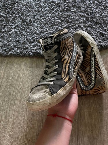Scarpe sneakers alte Golden Goose Slide leopardate glitter invecchiate taglia 38 - Foto 16 di 22