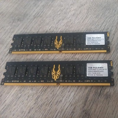 2xGEIL BLACK DRAGON GB22GB6400C4DC PC2-6400 1GB   RAM MEMORY
