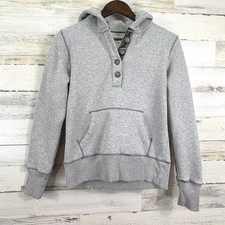 Aeropostale Gray Hoodie Sweatshirt Button Henley Pocket Womens Medium
