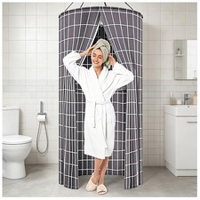 Round Shower Curtain Hanging Bathroom Curtains with Storage and Double Zipper