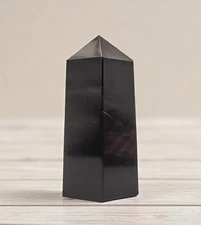 130mm Black Obsidian Healing Metaphysical Power Chakra Balance Aura Stone Tower