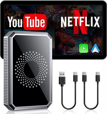 3 IN 1 Wireless CarPlay Android Auto Adapter AI Box for Car w/ Netflix YouTube