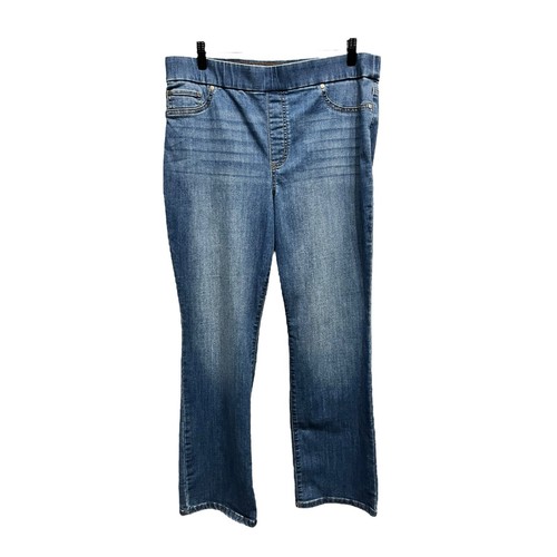 Kim Rogers Women Missy Pull On Tummy Control Mid Rise Blue Jeans SIZE 14 short