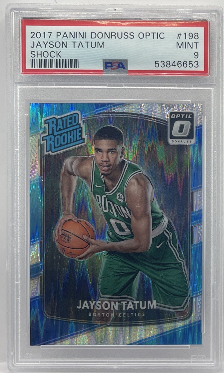 2017-18 Panini Donruss Optic Jayson Tatum Rated Rookie Shock RC #198 PSA 9