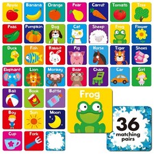 Memory Matching Game, 72 PCS First Words Matching Cards for Toddlers 36 Pairs...